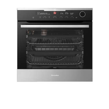 Black steam and pyrolytic oven with Intuitive Oven Interface control system