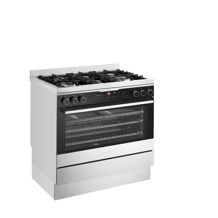 Black Dual Fuel Freestanding Cooker With Gas Hob And Multifunction Oven Efe916ba